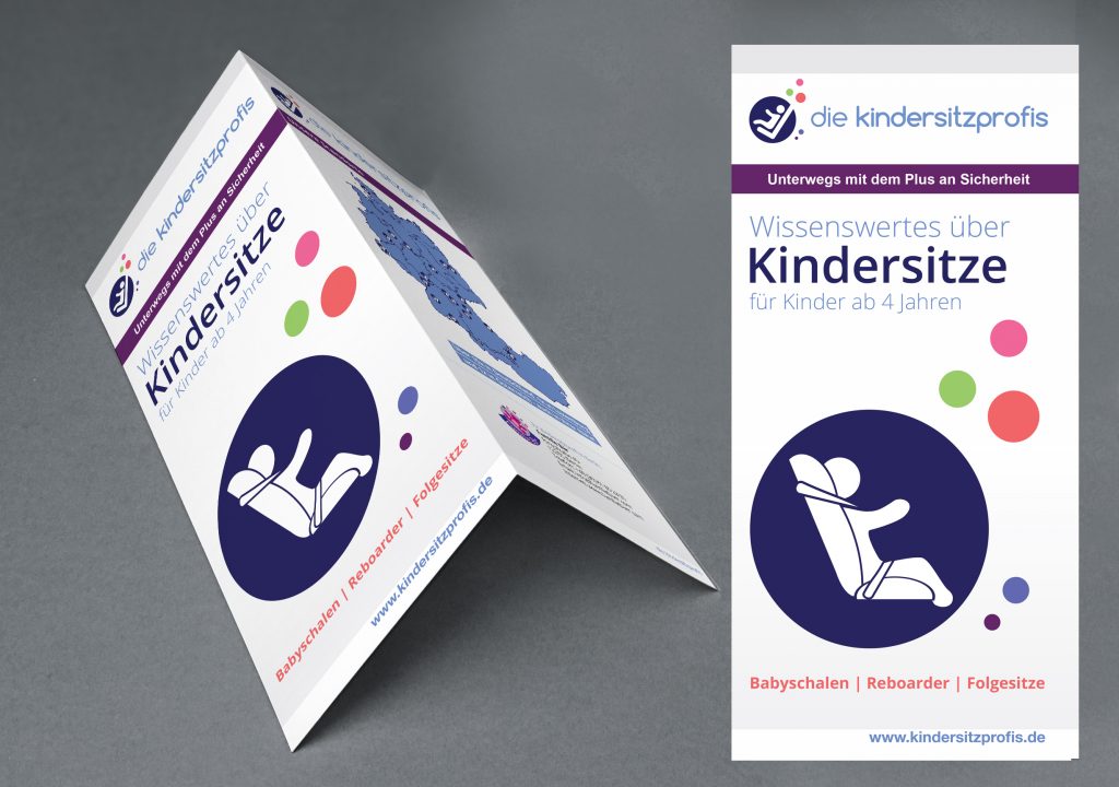 Brochure design for child seat professionals (die kindersitzprofis)